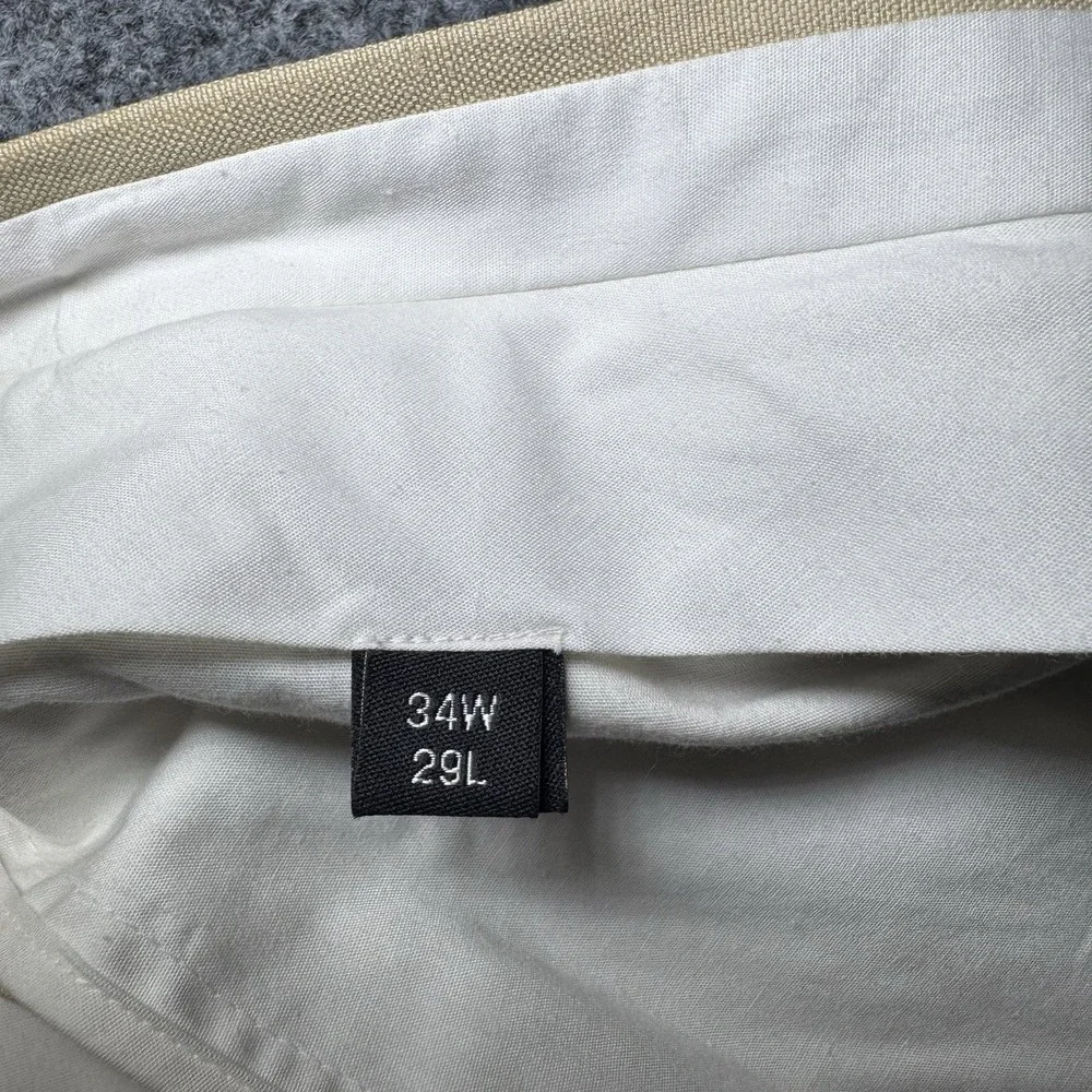 Palm Beach Collections Silk & Linen Trouser Pants Beige Pleated Men 34x29 NWT
